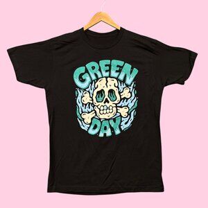 Green Day Saviors Album Skull Logo Rock Band Tee L